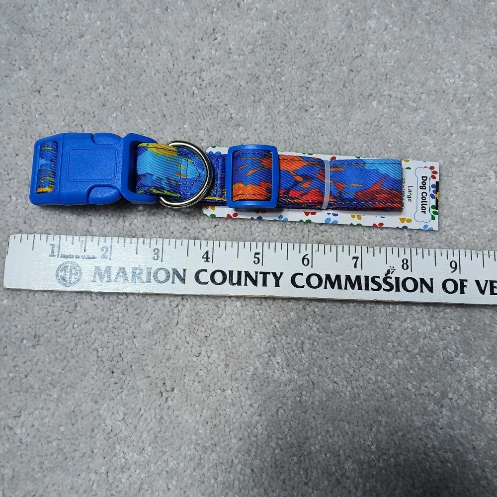 New Heavy Duty Nylon Multi Color Clip On/Off Pet Collar Large 23 In